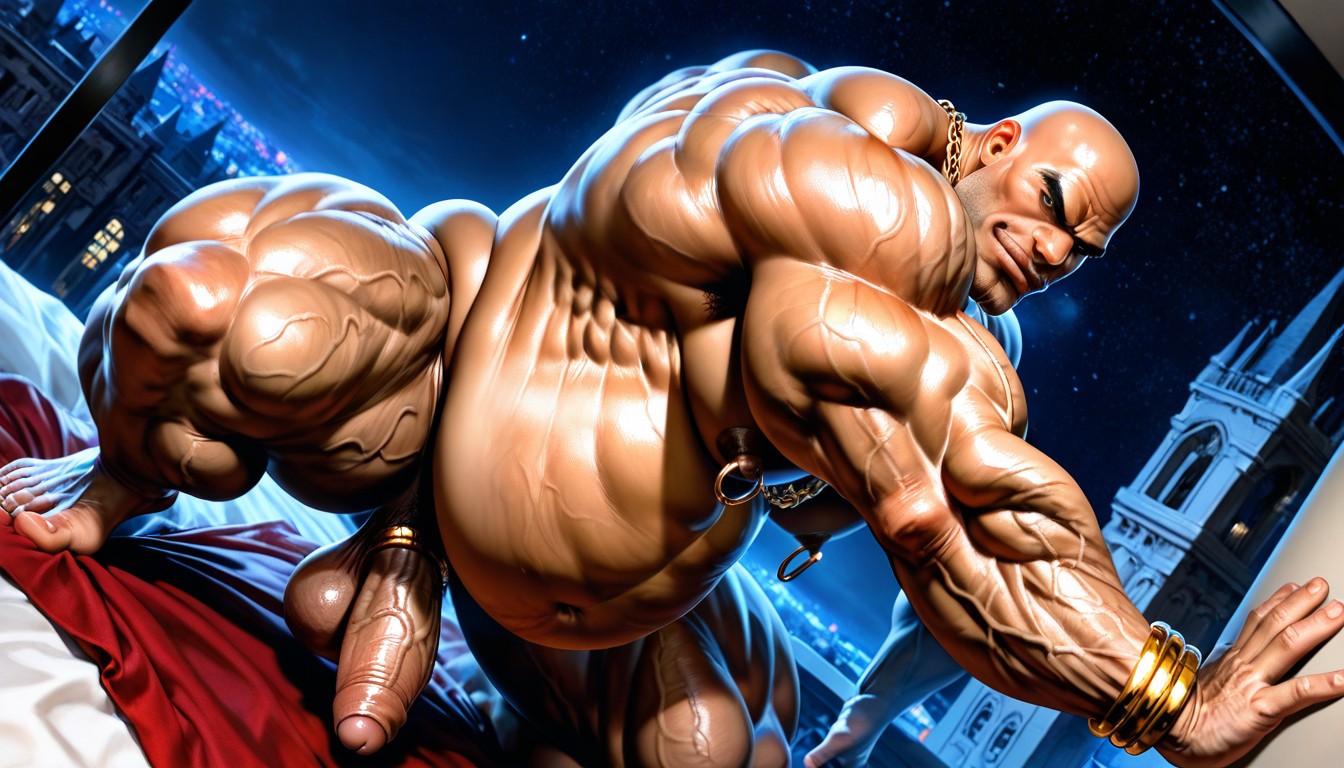 Realistic Style, Detailed Muscles, Golden Earrings AI Gay Porn