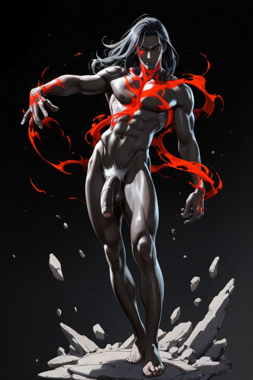 Red Skin, Goth, Black Marble Man AI Gay Porn