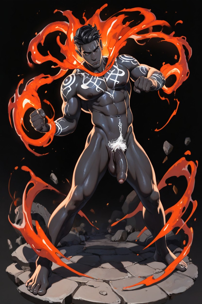 Very Black Skin, Naked, Goth AI Gay Porn