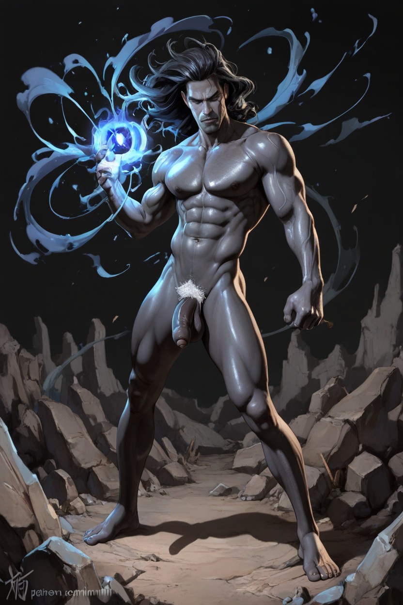 Night, Blue Skin, Lazy Pose AI Gay Porn