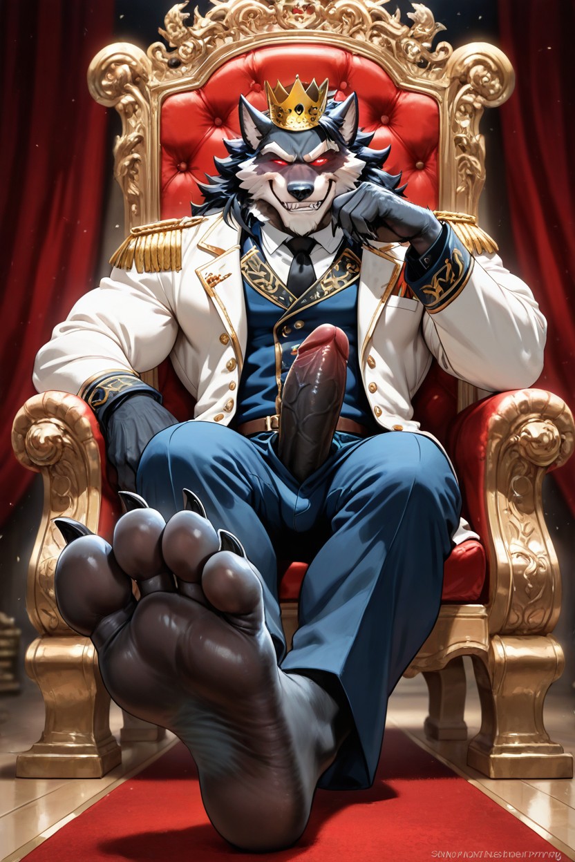 Manly Anthropomorphic Werewolf, Arrogant & Smug, Tattoo AI Gay Porn
