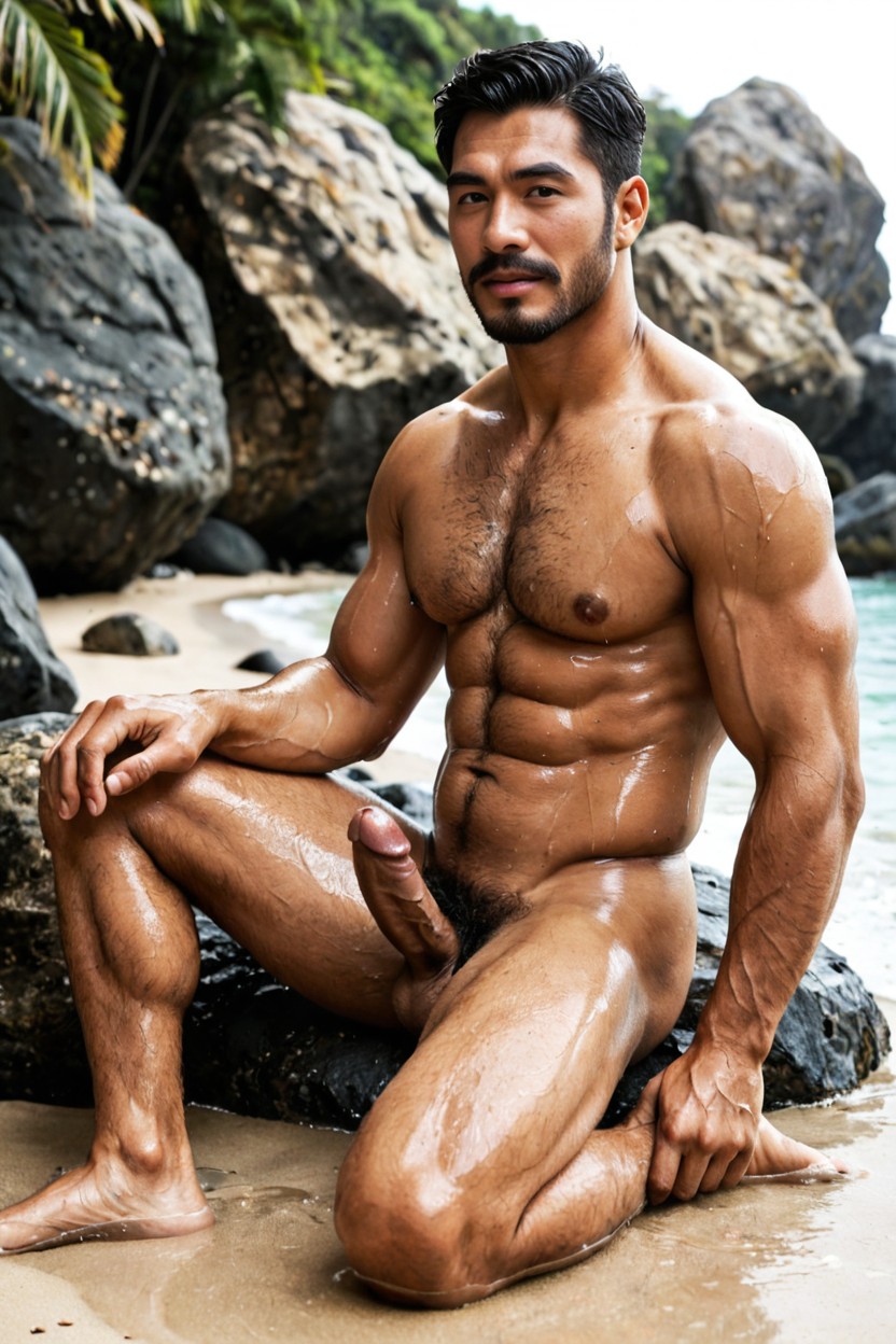 Very Hairy, Alone, Noon AI Gay Porn