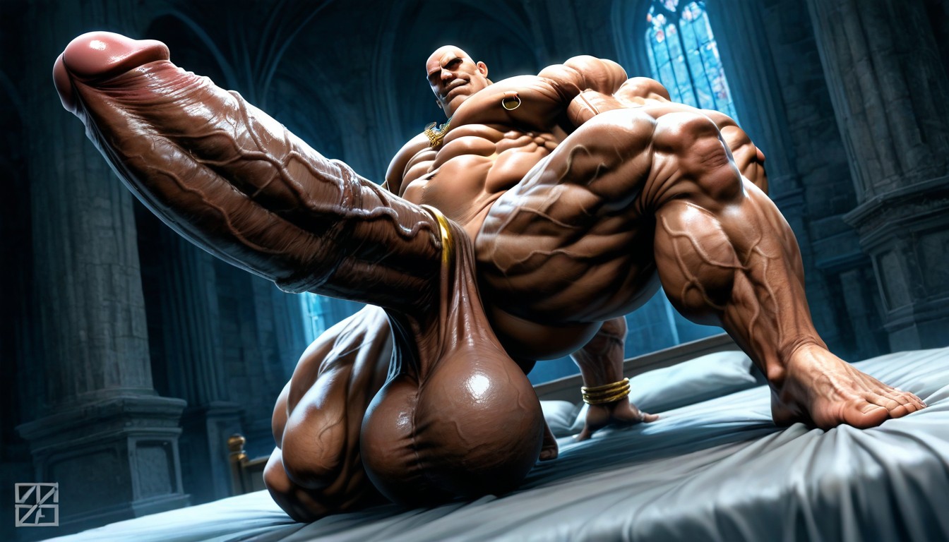 Hyper Muscles, Naked, Squatting AI Gay Porn