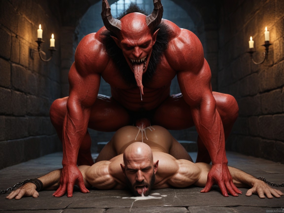 Monster Arms Wrapped Around Man, Infernal Diabolic Satan Fucks A Human, Chest Grip AI Gay Porn