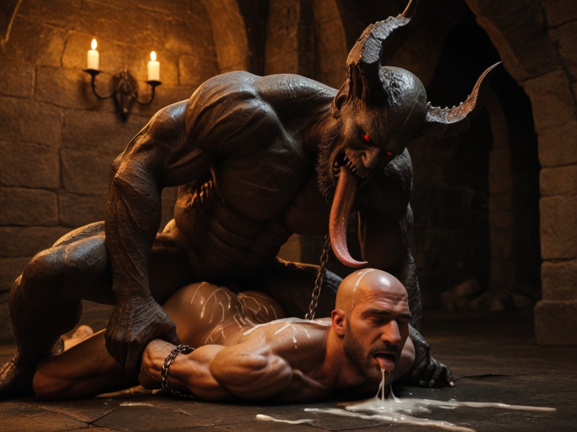 Night, 18+, Monster Cock Fills Man Stomach AI Gay Porn