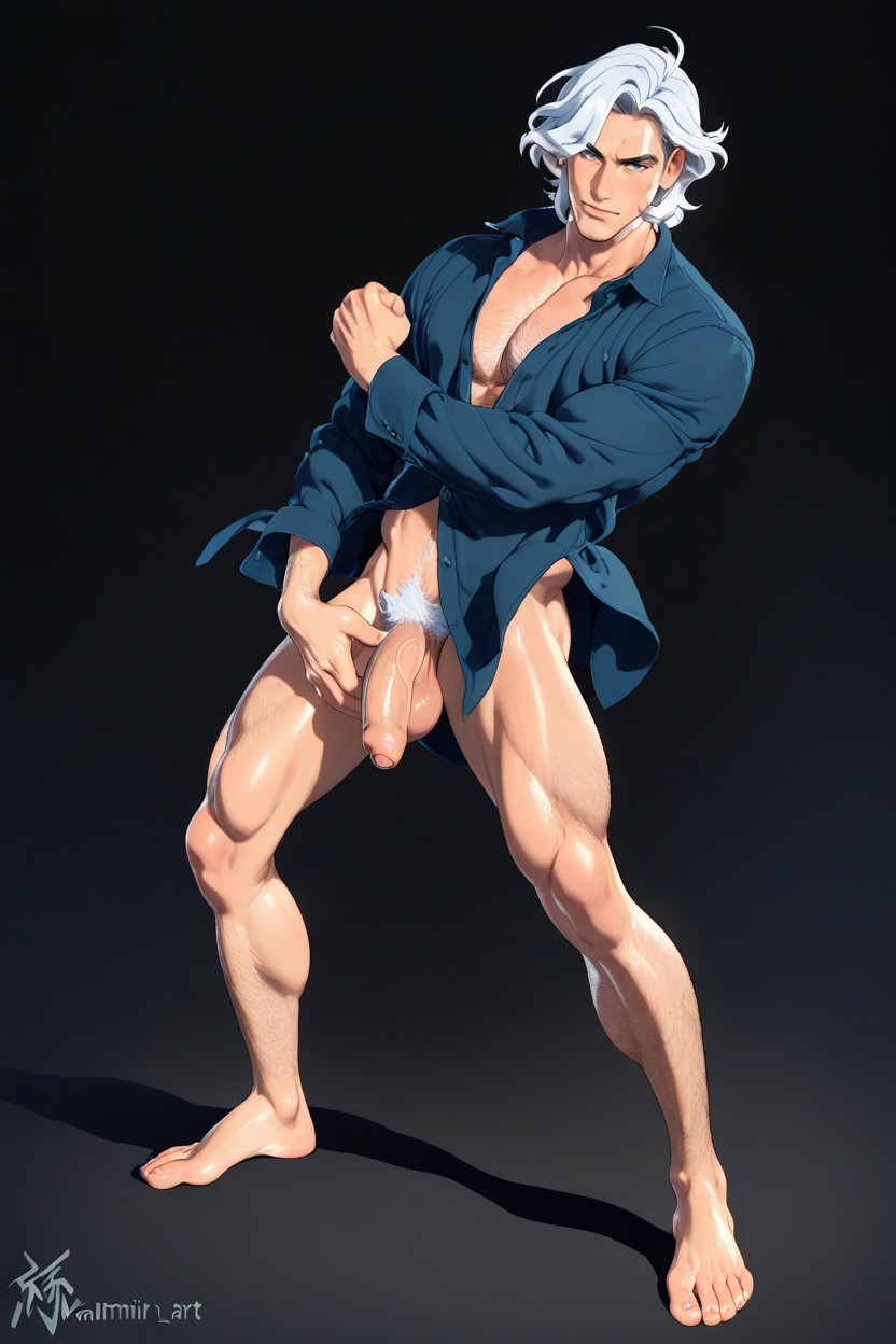 Masculine, Big Sagging Balls, Standing AI Gay Porn