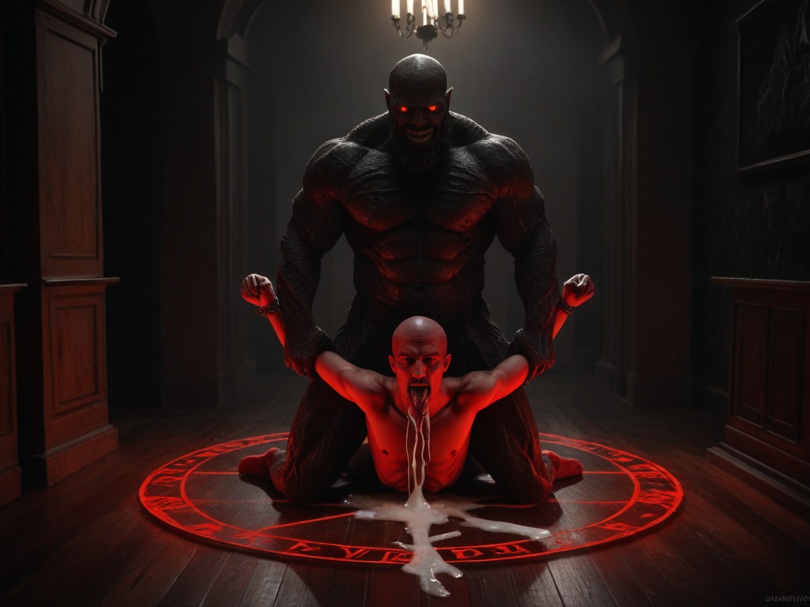 Monster Dominates, Black Massive Girthy Veiny Horror Monster Cock, Halloween AI Gay Porn