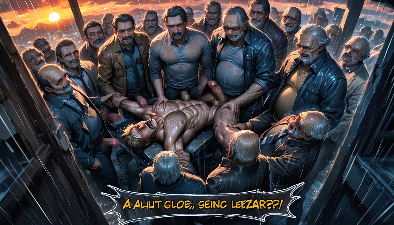 Sunset, Shocked, Zombies Holding Each Limb AI Gay Porn