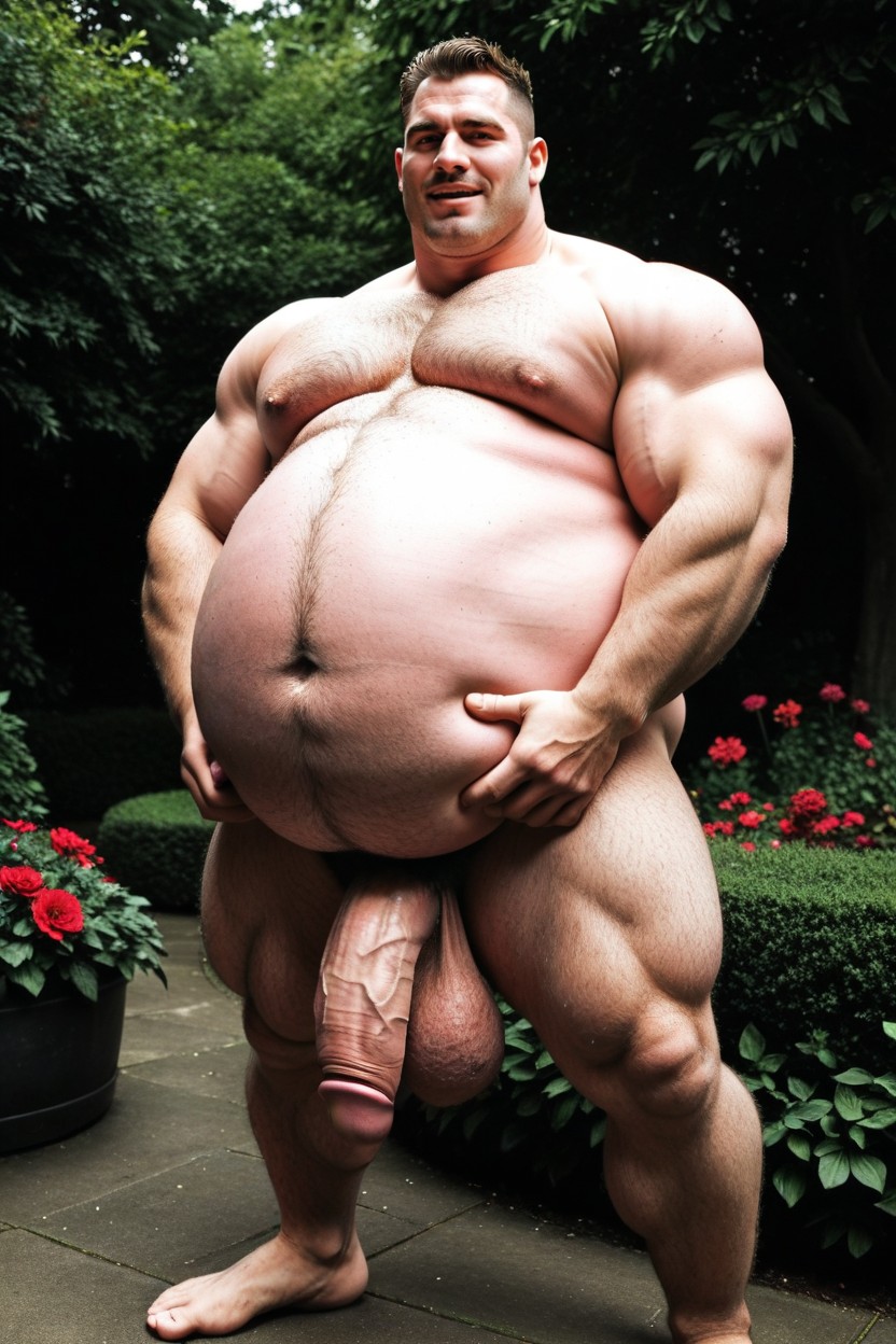 Extremely Hairy Chest, Obese, Pretty Face AI Gay Porn