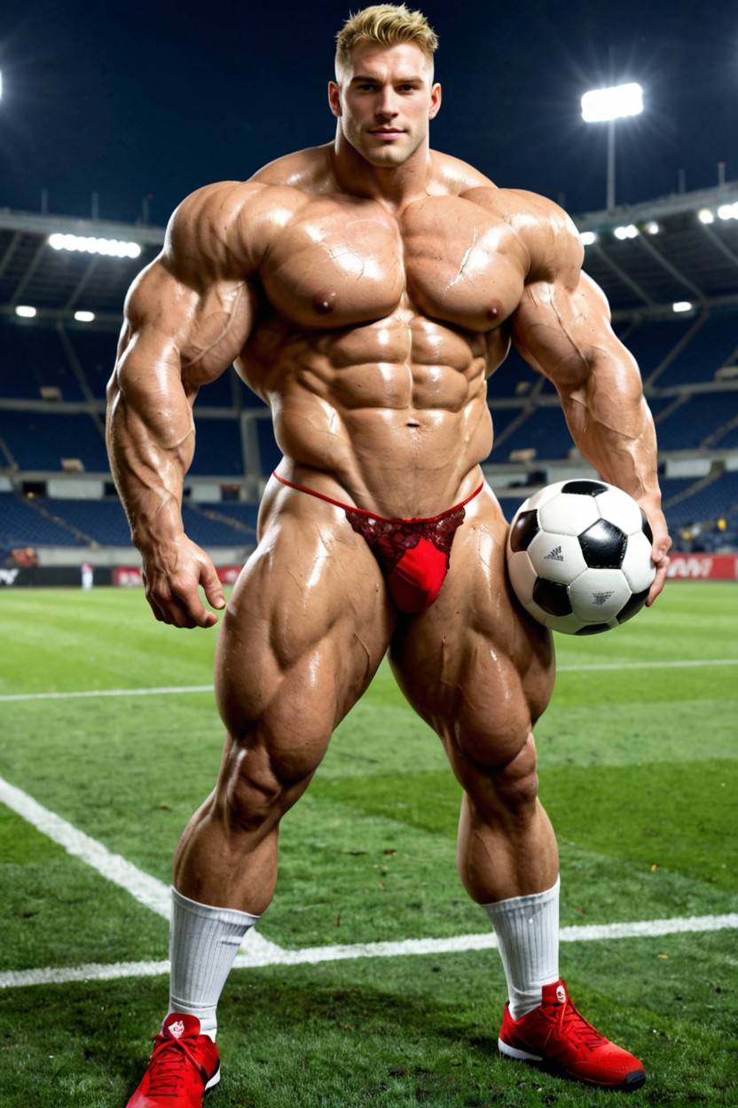 Hyper Massive Growing Pecs, Large Pectoral Muscles, Lace Thong AI Gay Porn