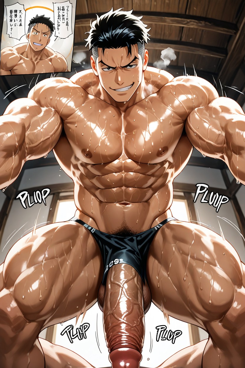 Japanese Sound Effects, Male Focus, Big Balls AI Gay Porn