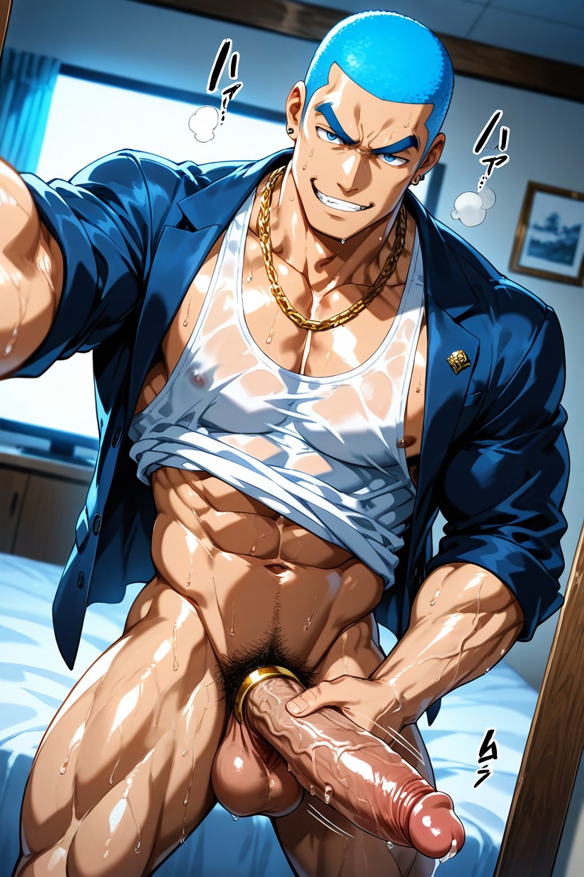 Gold Chain Necklace, Anime Style, Big Cock AI Gay Porn
