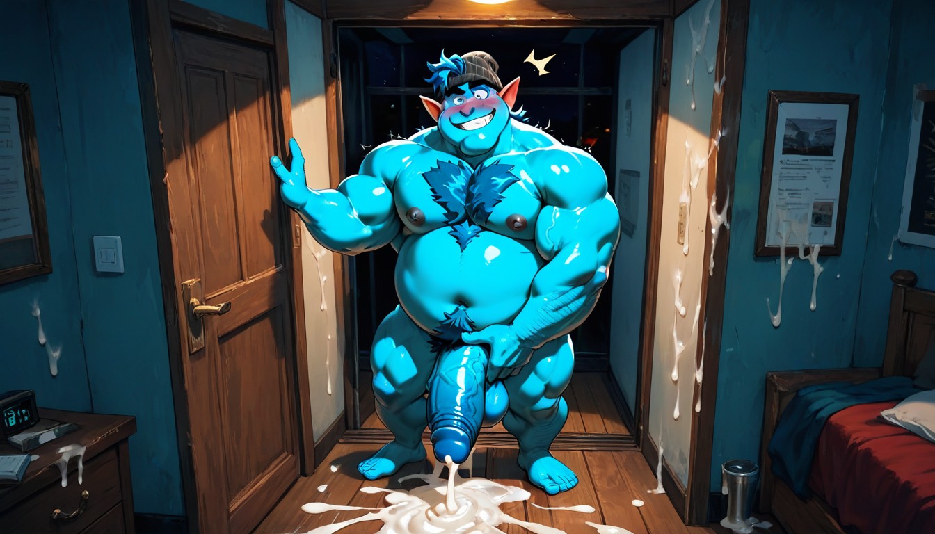 Disney Eyes, Cum On Bed, Bedroom AI Gay Porn