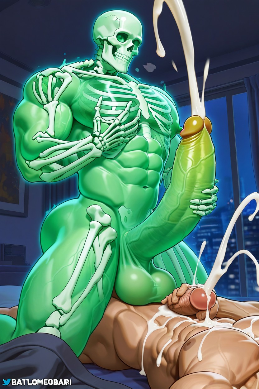 In Bedroom, Skeleton, Big Dick AI Gay Porn