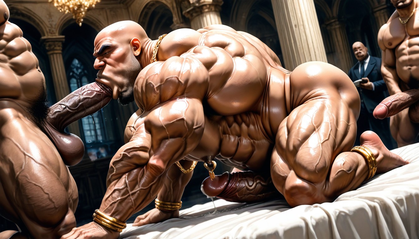 Golden Bracelets, Mighty Man, Dark Tanned Skin AI Gay Porn