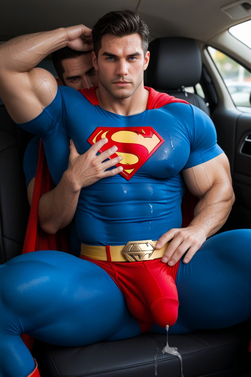 His Pecs Under His Shirt Are So Huge They Are Almost Boobs, Blue Eyes With Black Hair, Red Boots AI Gay Porn