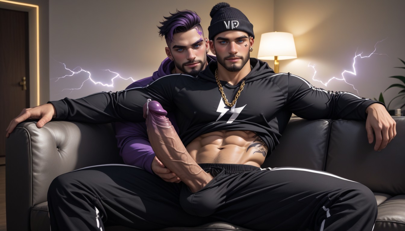 Abs Visible, Black Hair, Smirking AI Gay Porn
