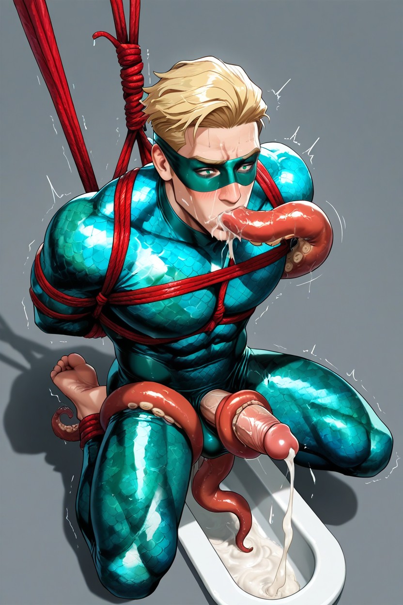 Suspended By Rope From Above, Tentacles Jerk Him Off, Aquaman AI Gay Porn