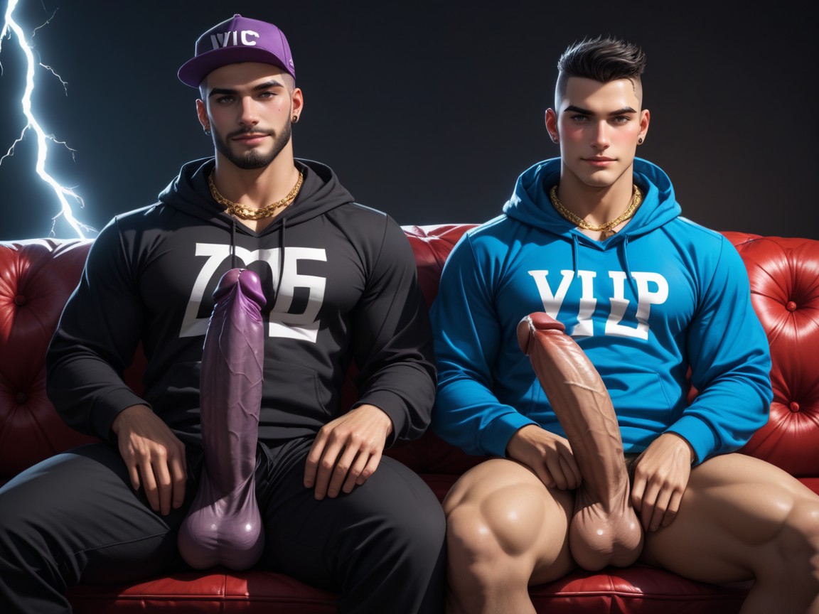 Abs Visible, Piercings, Pulling Down Sweatpants AI Gay Porn