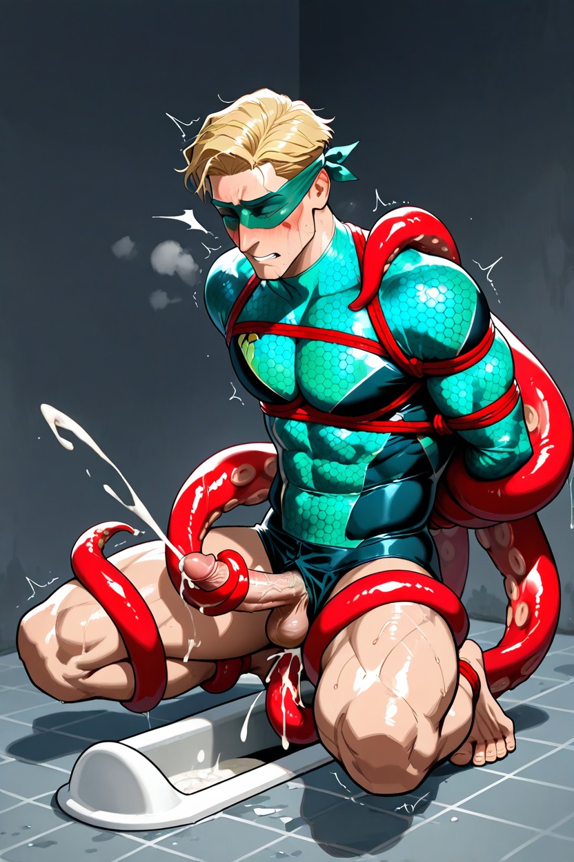 Barefoot, Orgasm, Aquaman Full Superhero Outfit AI Gay Porn