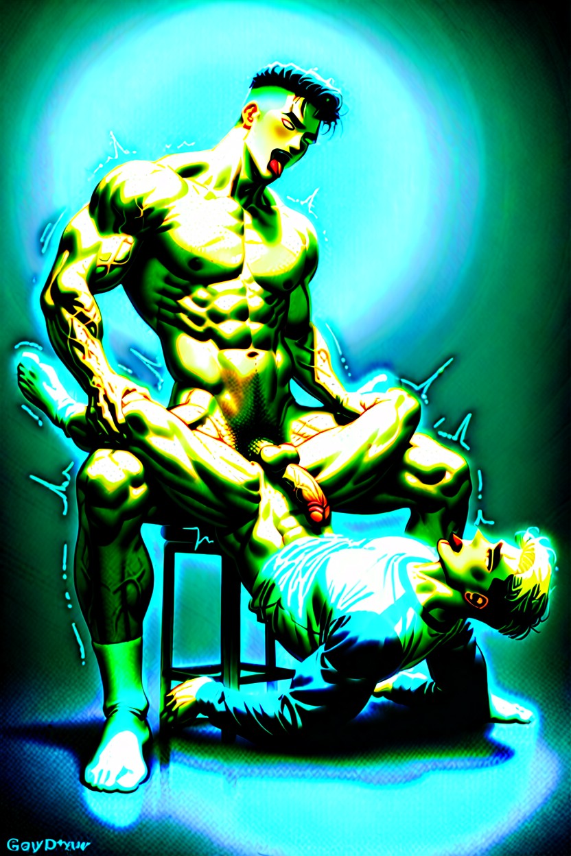 Anime Manhwa Style, Korean, Mating Press AI Gay Porn