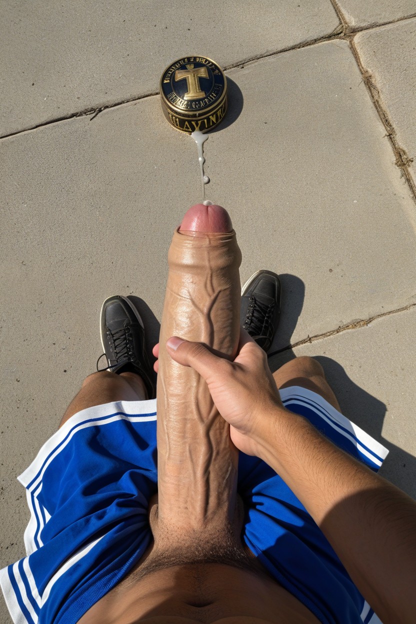 Erect Massive Cock, Gigantic Hyper Boner, Precum Dripping From Giant Glans AI Gay Porn