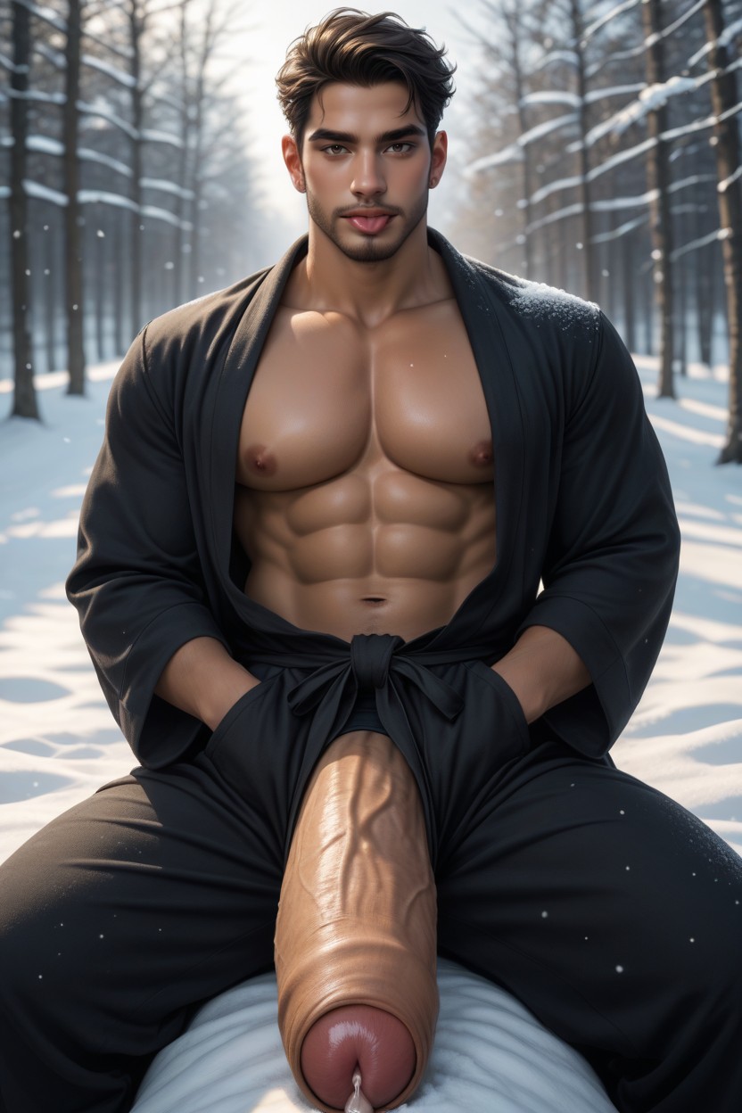 Artistic, Erect Massive Cock, Masc Feautures AI Gay Porn