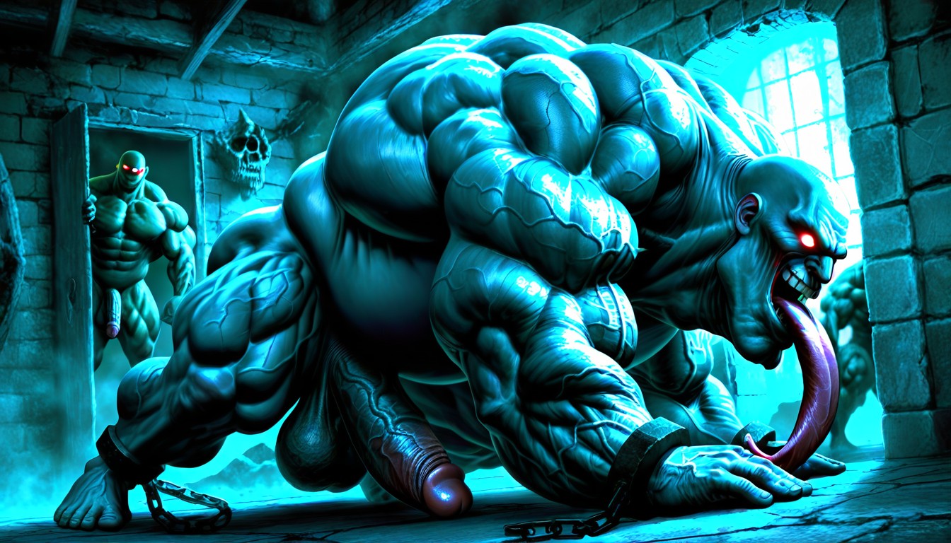 Exposed Muscle Thighs, Thick Eyebrowns, Hyper Wide Shoulders AI Gay Porn