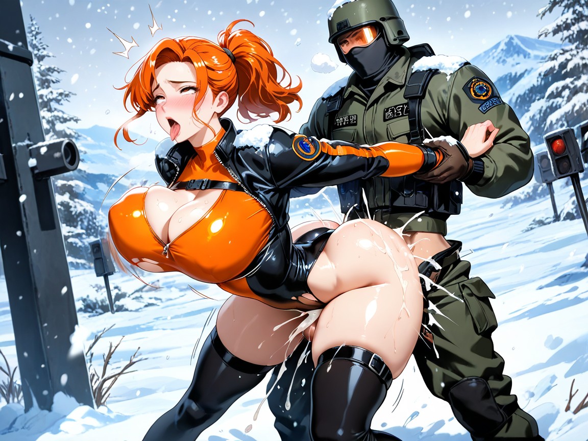Black Chest Straps, Spread Legs, Arctic Military Base Setting AI Gay Porn