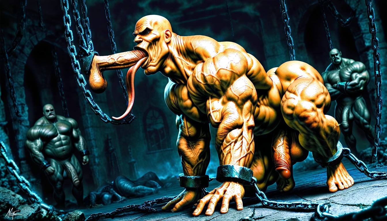 Ultra Wide Angle, Face Visible, Detailed Muscles AI Gay Porn