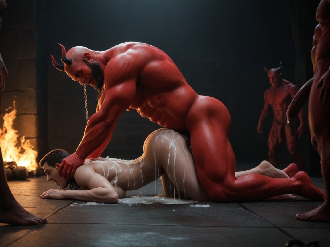 Side View, Ass Up, Devil Horns AI Gay Porn