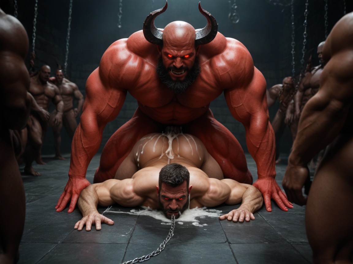 Demonic Offering, Face Down, Scary Sex Demons Fuck Man AI Gay Porn
