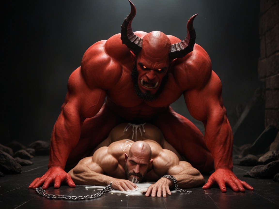 Fire Everywhere, Face Down, Submissive Human Male Bottom AI Gay Porn