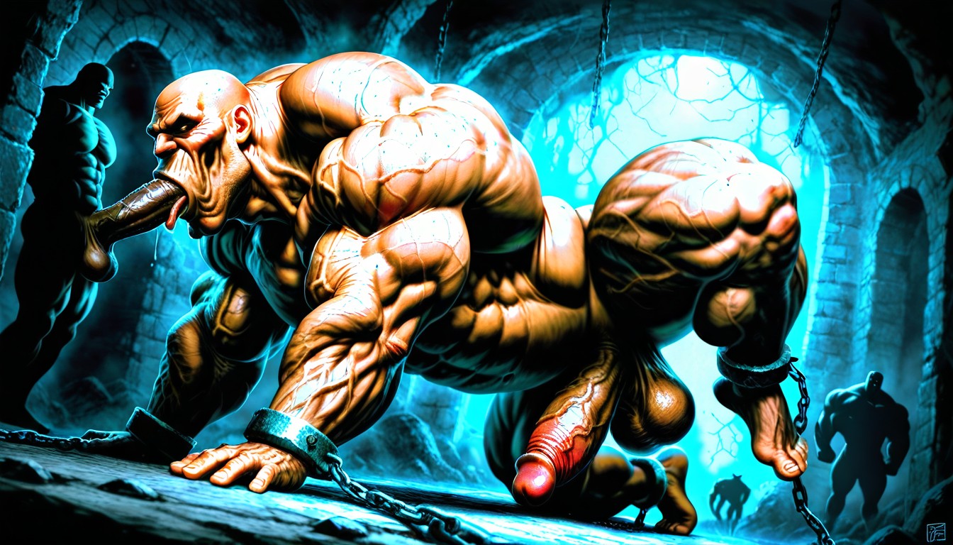 Bodybuilder, Shackles On Ankles, 18+ AI Gay Porn