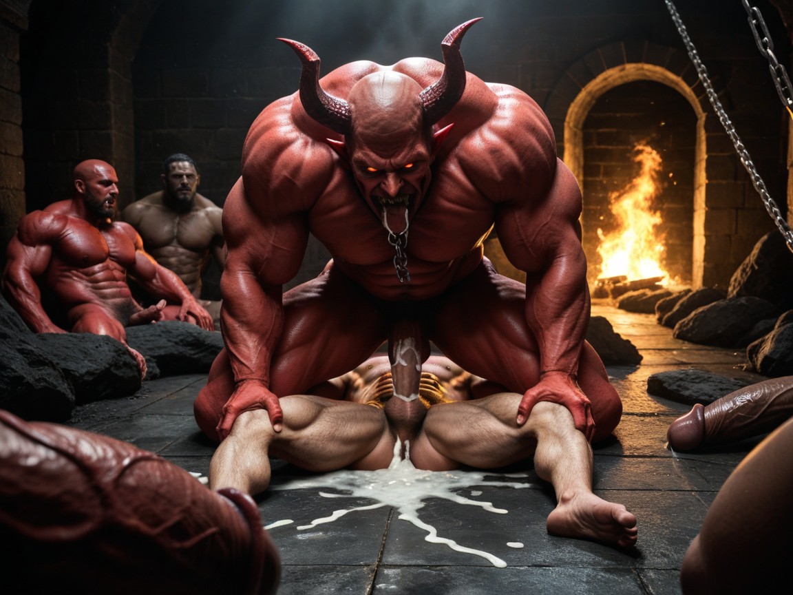 Cocks In Ass, Chains On Arms And Legs, Hell AI Gay Porn