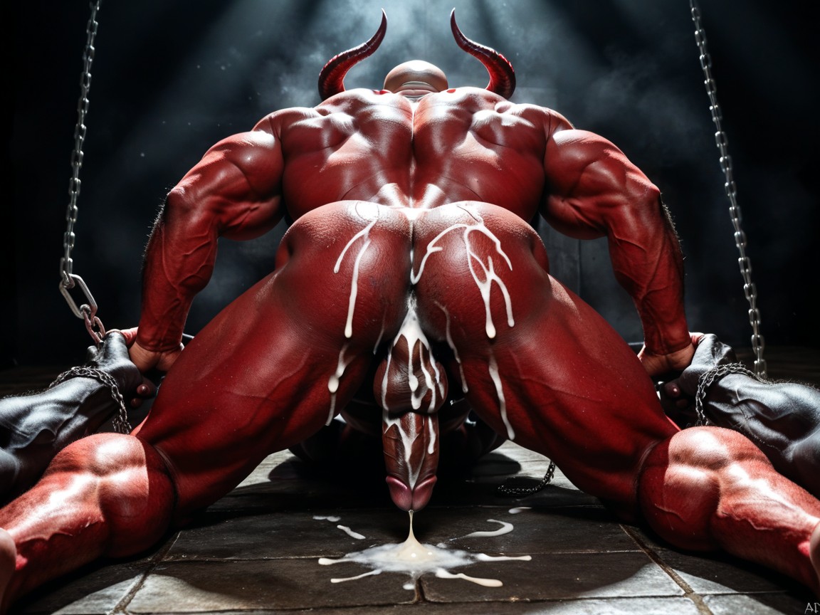 Chains On Waist, Captive, Submissive Human Male Bottom AI Gay Porn