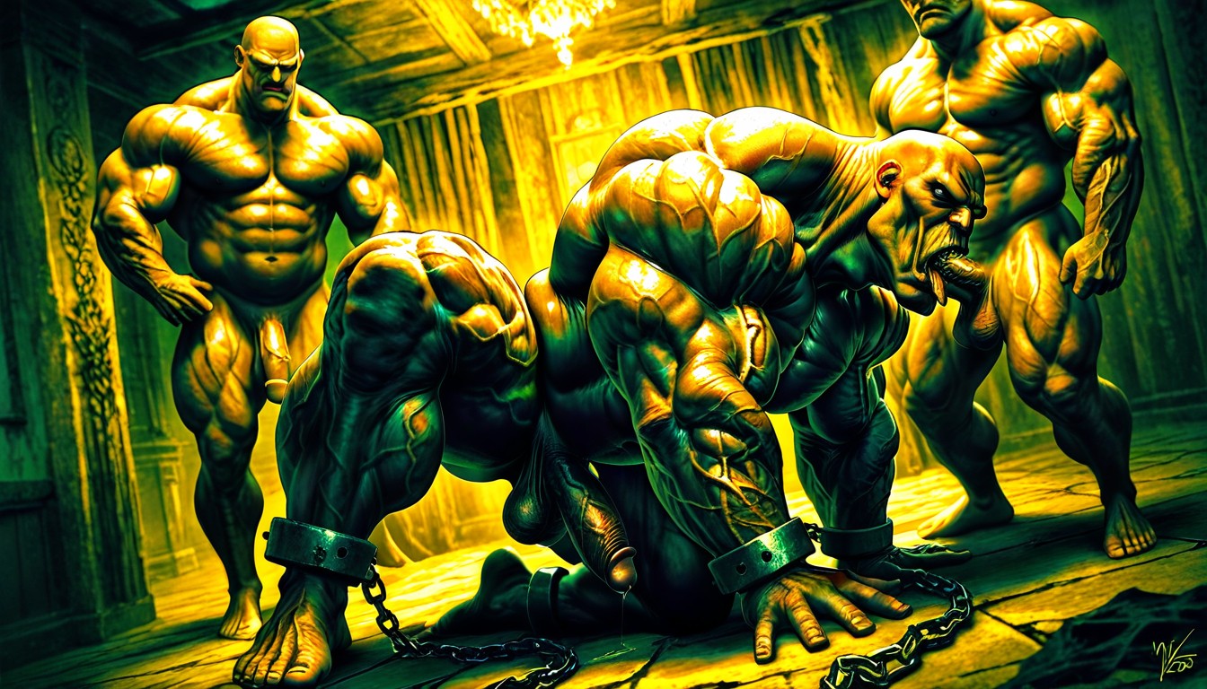 Exposed Muscle Thighs, Rimjob, Dark Tanned Skin AI Gay Porn