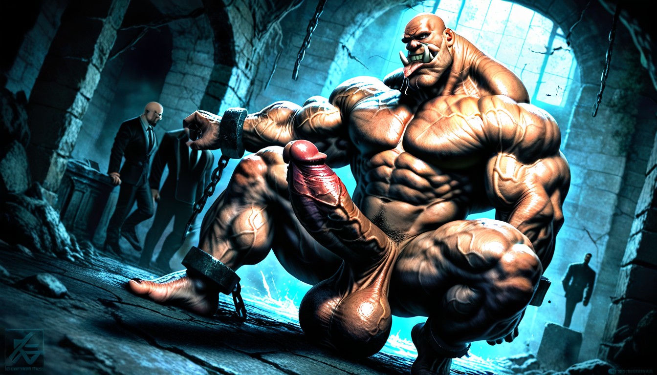 Huge Balls, Veiny Muscles, Shackles On Wrists AI Gay Porn
