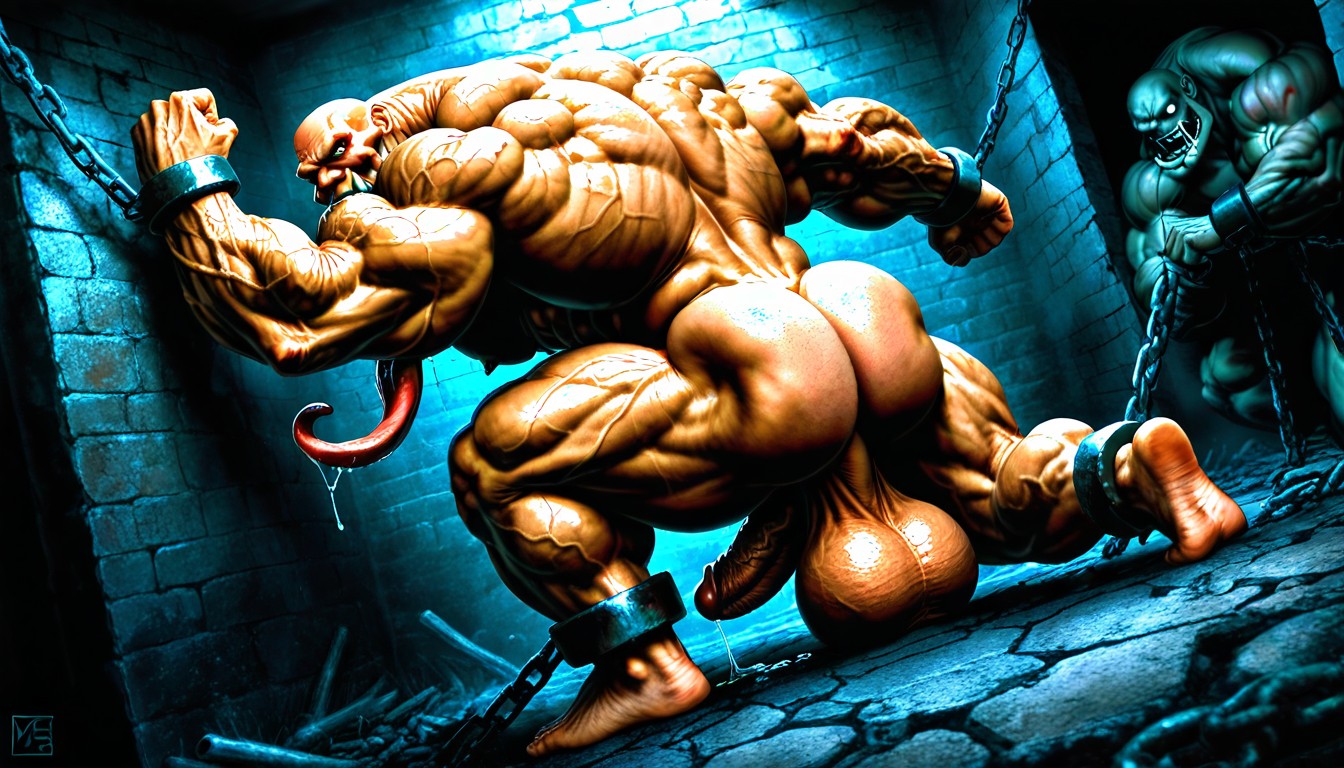 Haunted House, Exposed Muscle Thighs, Full Body AI Gay Porn