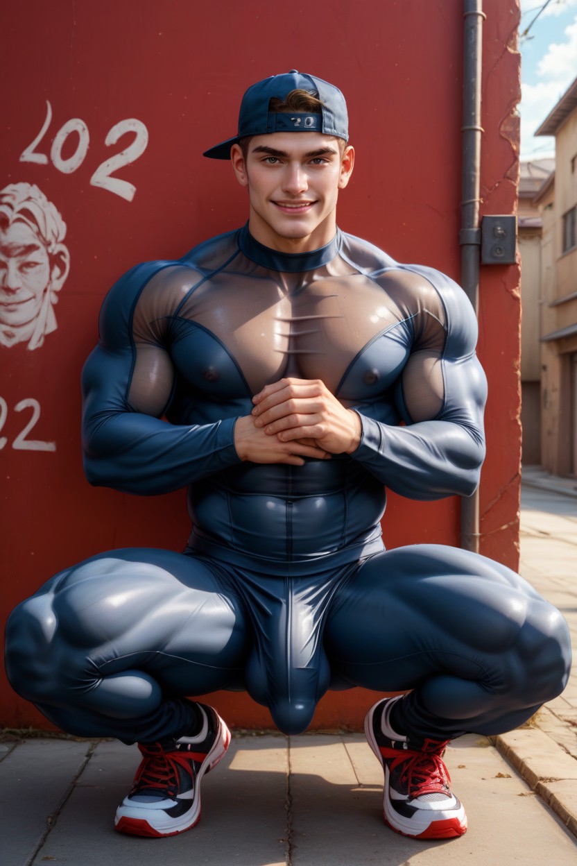Sweaty, Backwards Cap, Penis Bulge AI Gay Porn