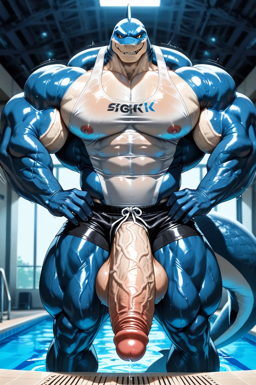 Holding Pecs, Detailed, Oversized Penis AI Gay Porn