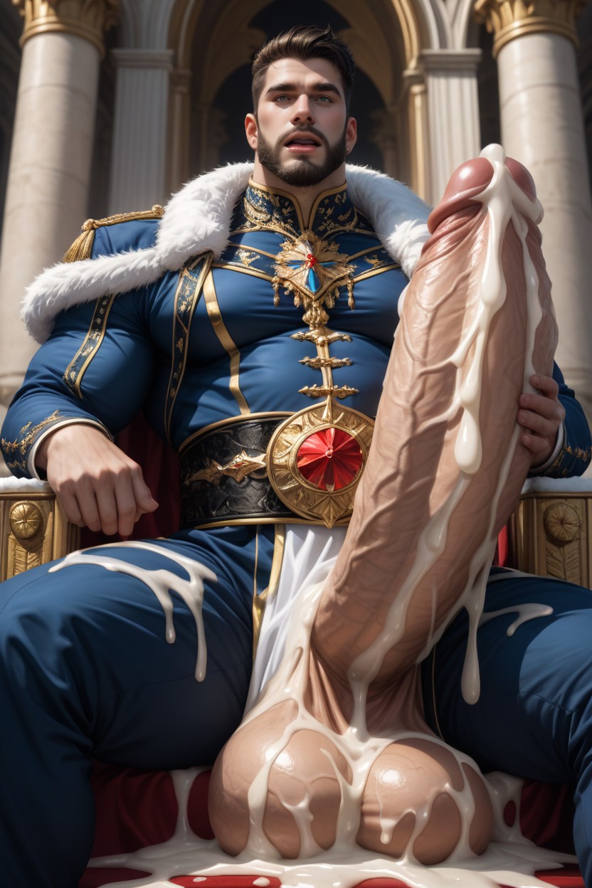 Short Length, Rounded Ass, Many Royal Men In Court Visible In Background AI Gay Porn