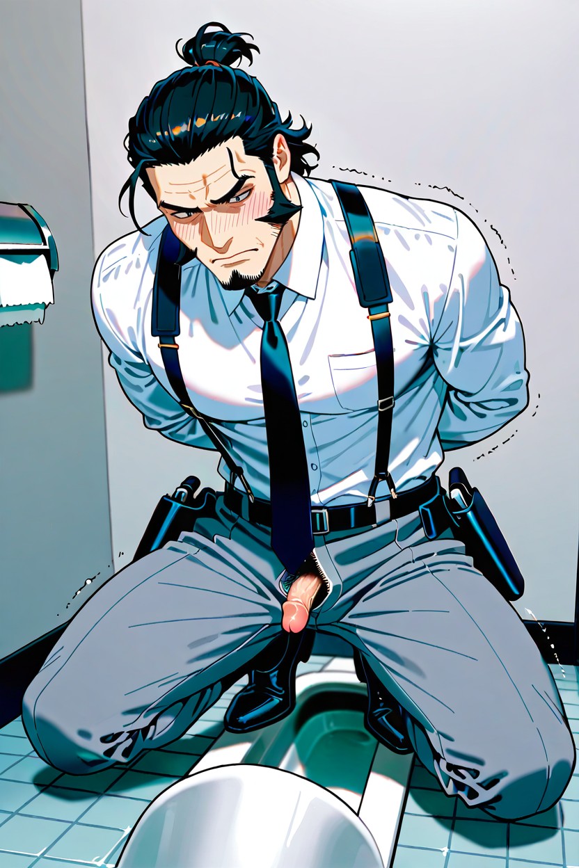 Chiseled Jawline, Black Smart Dress Shoes, Unzipped Zipper Fly On Pants Porno gay IA