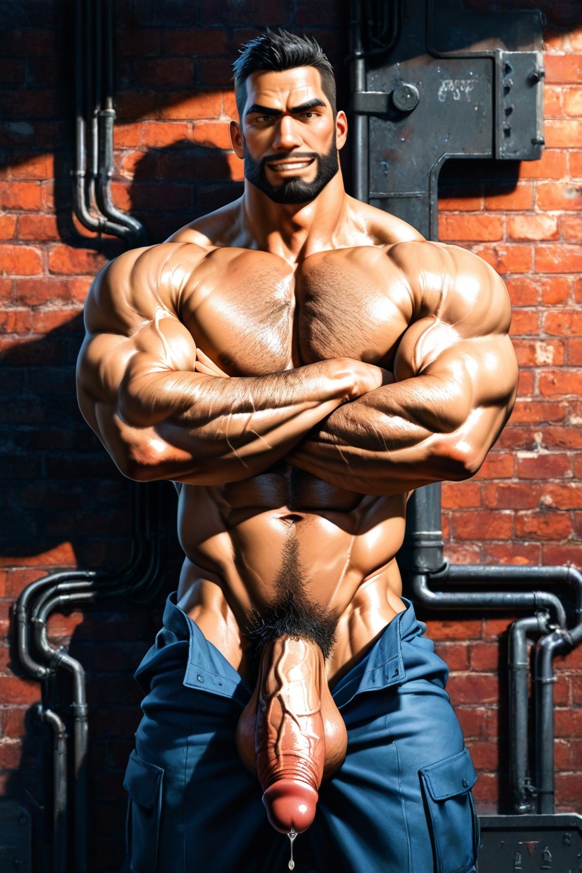Happy, Sharp Focus, Low Hanging Massive Balls AI Gay Porn