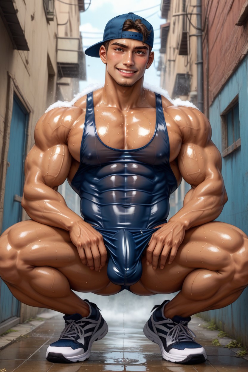 Backwards Cap, Upward Curved Cock, Alluring Face AI Gay Porn
