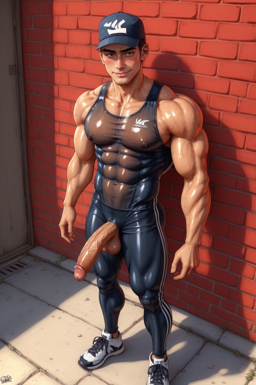 Fit, Oiled Skin, Hair Between Eyes AI Gay Porn