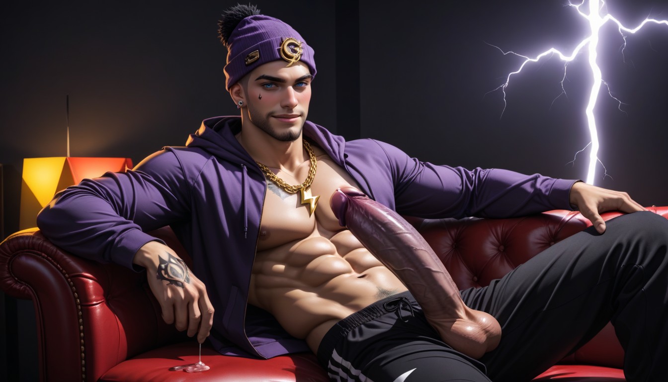 Black Background, Dark Dominant Look, Body AI Gay Porn