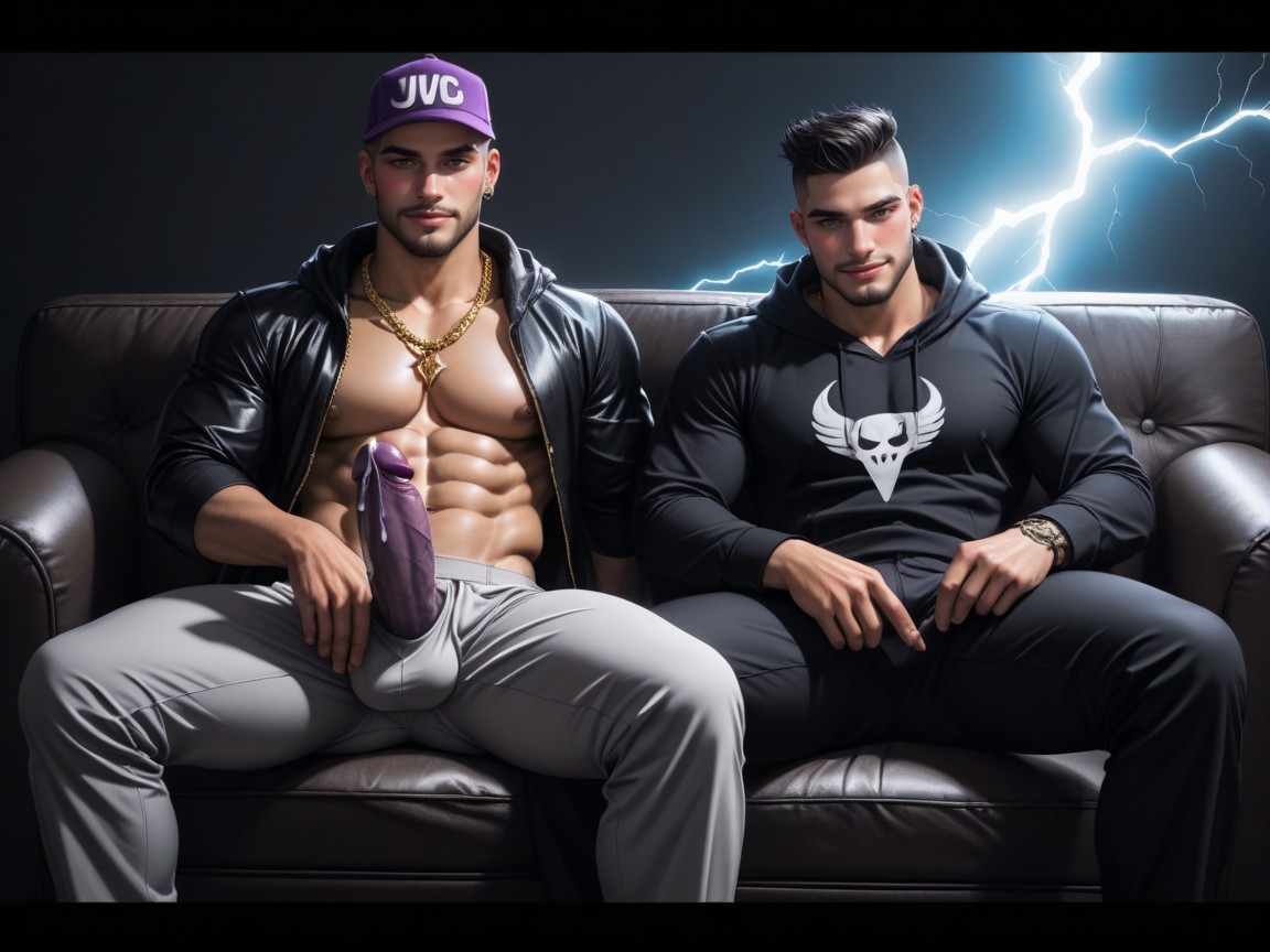 Venezolano, Precum Dripping, Leather Couch AI Gay Porn