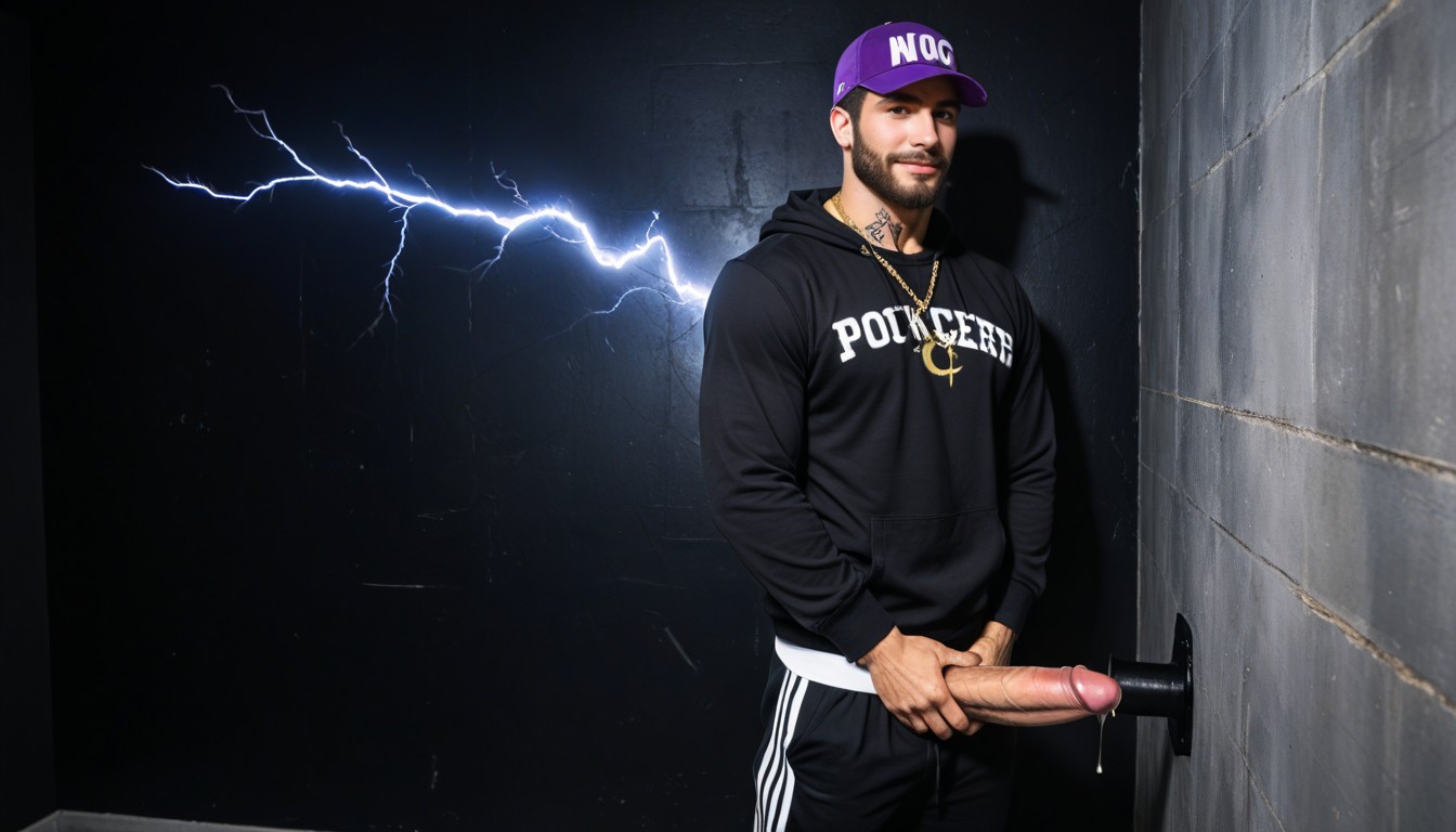 Domination Powers, Goth Guy, Purple Dildo On Wall AI Gay Porn
