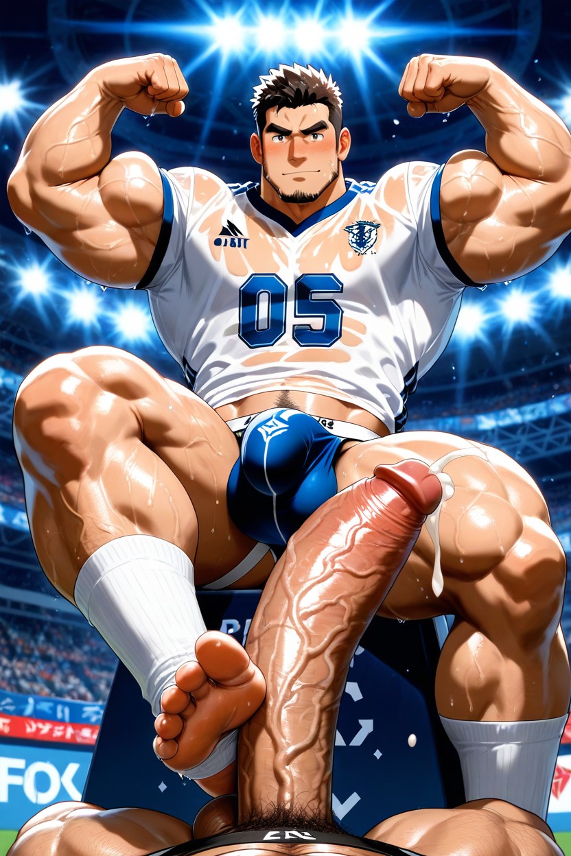 Sexy Hunk, Croptop Jersey, Detailed Eyes AI Gay Porn